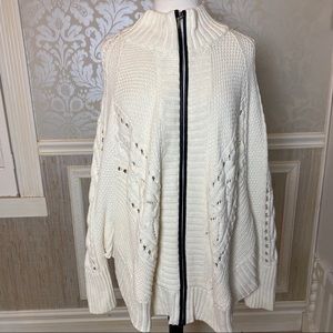 INC cable knit zip cape large/xl sweater jacket